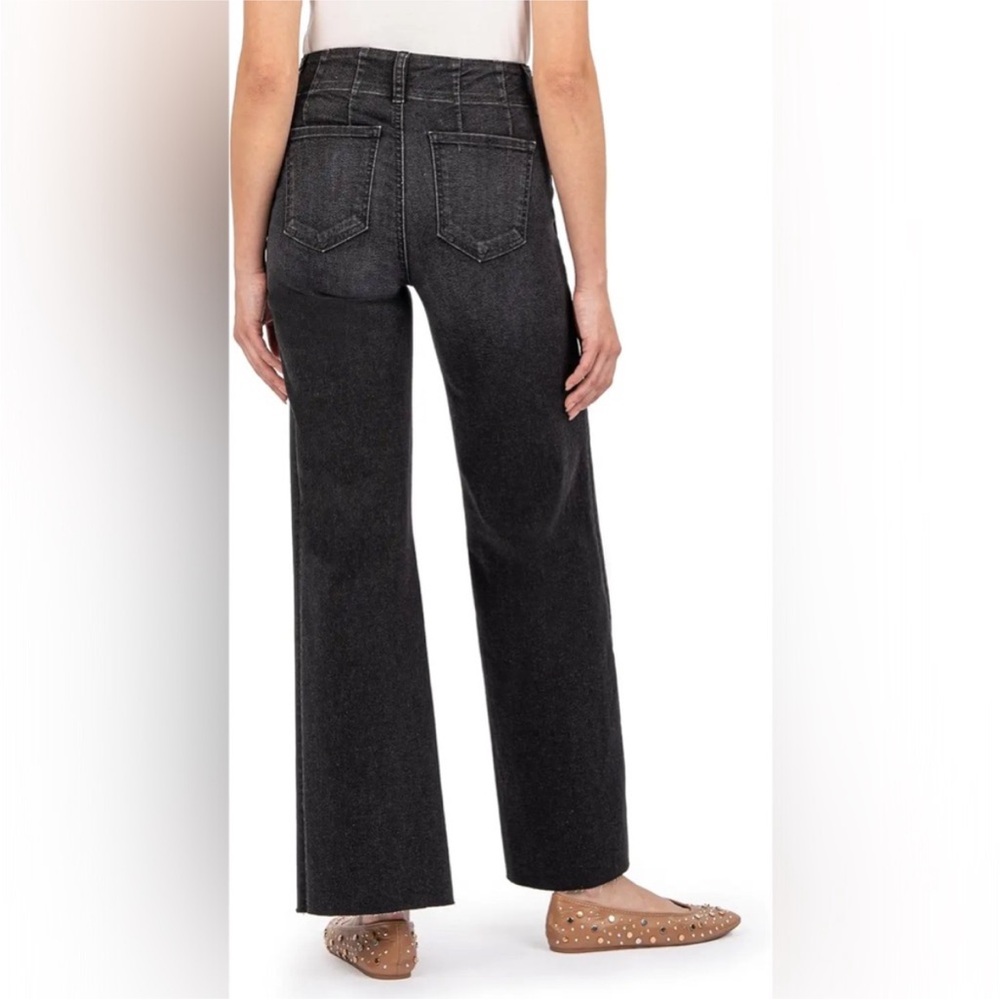 Kut From The Kloth Meg Utility Wide Leg Raw Hem black - size 6 - Picture 2 of 7